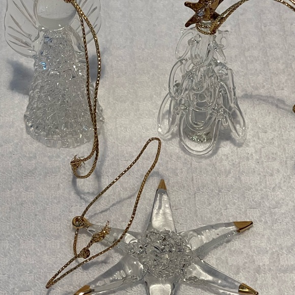 Vintage Avon Spun Glass Ornaments Gold Trim - Picture 5 of 6